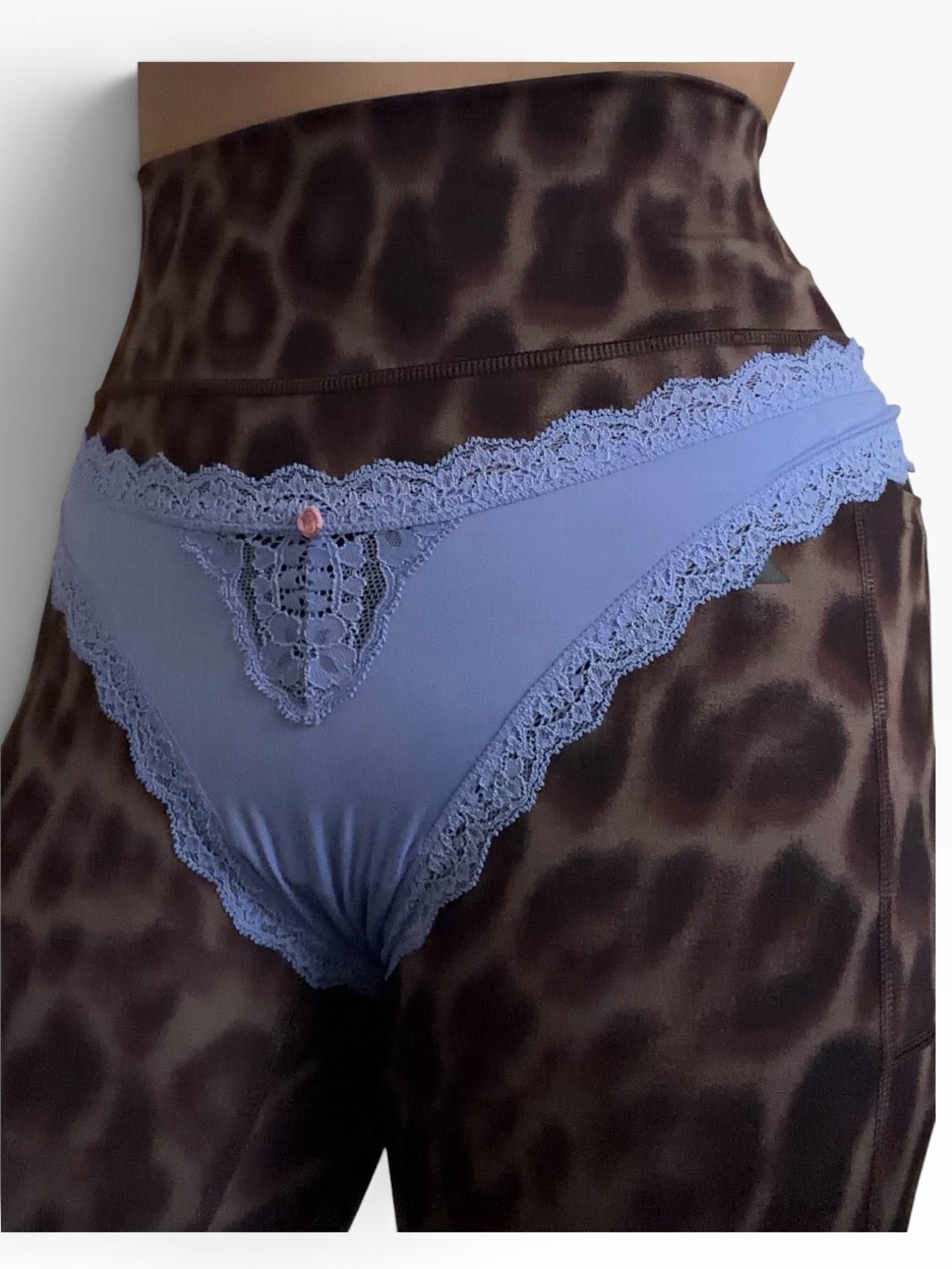 Periwinkle Lace Trim Thong Panty Large